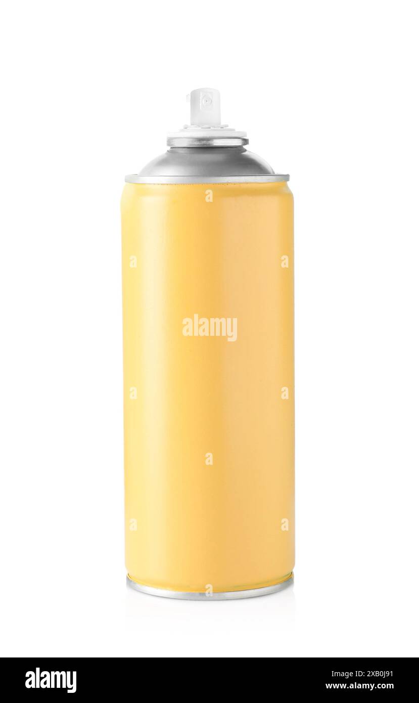 One yellow spray paint can isolated on white Stock Photo - Alamy