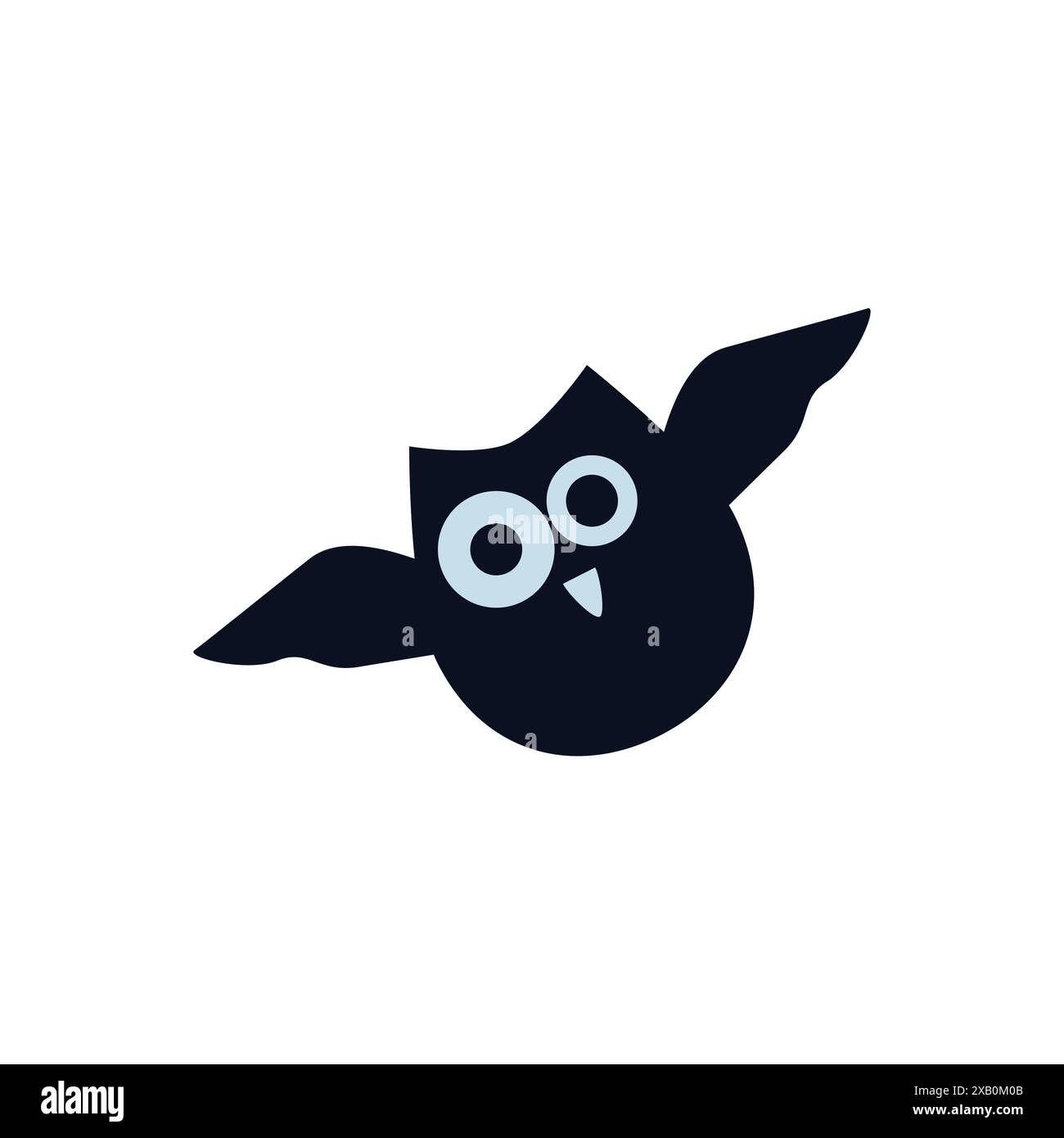 Halloween spooky flying owl with wings, bird sticker for witch party