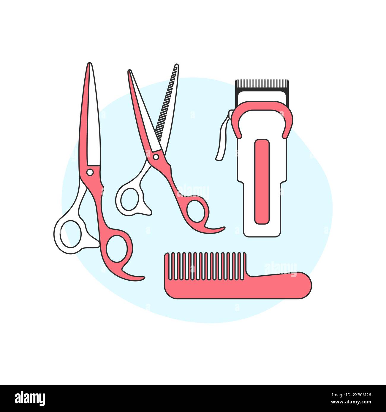 Barber shop set, haircut and beauty salons tools to cut hair vector