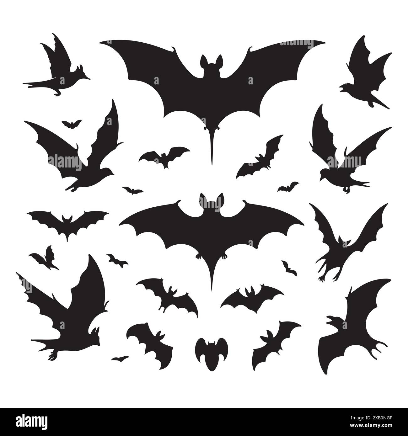 Silhouette set of bat. Vector isolated illustration Stock Vector Image ...