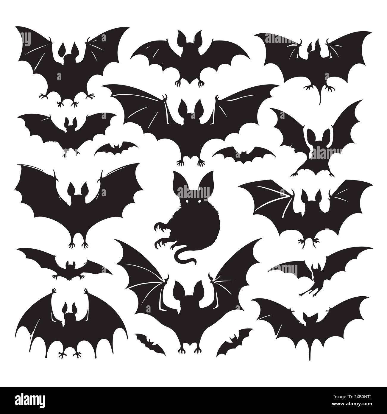 Silhouette set of bat. Vector isolated illustration Stock Vector Image ...