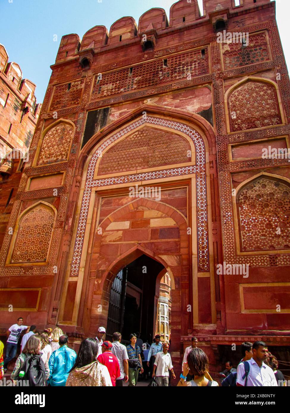 Agra, India - 29 October 2013: A View Of The Grand Entrance To The Red 