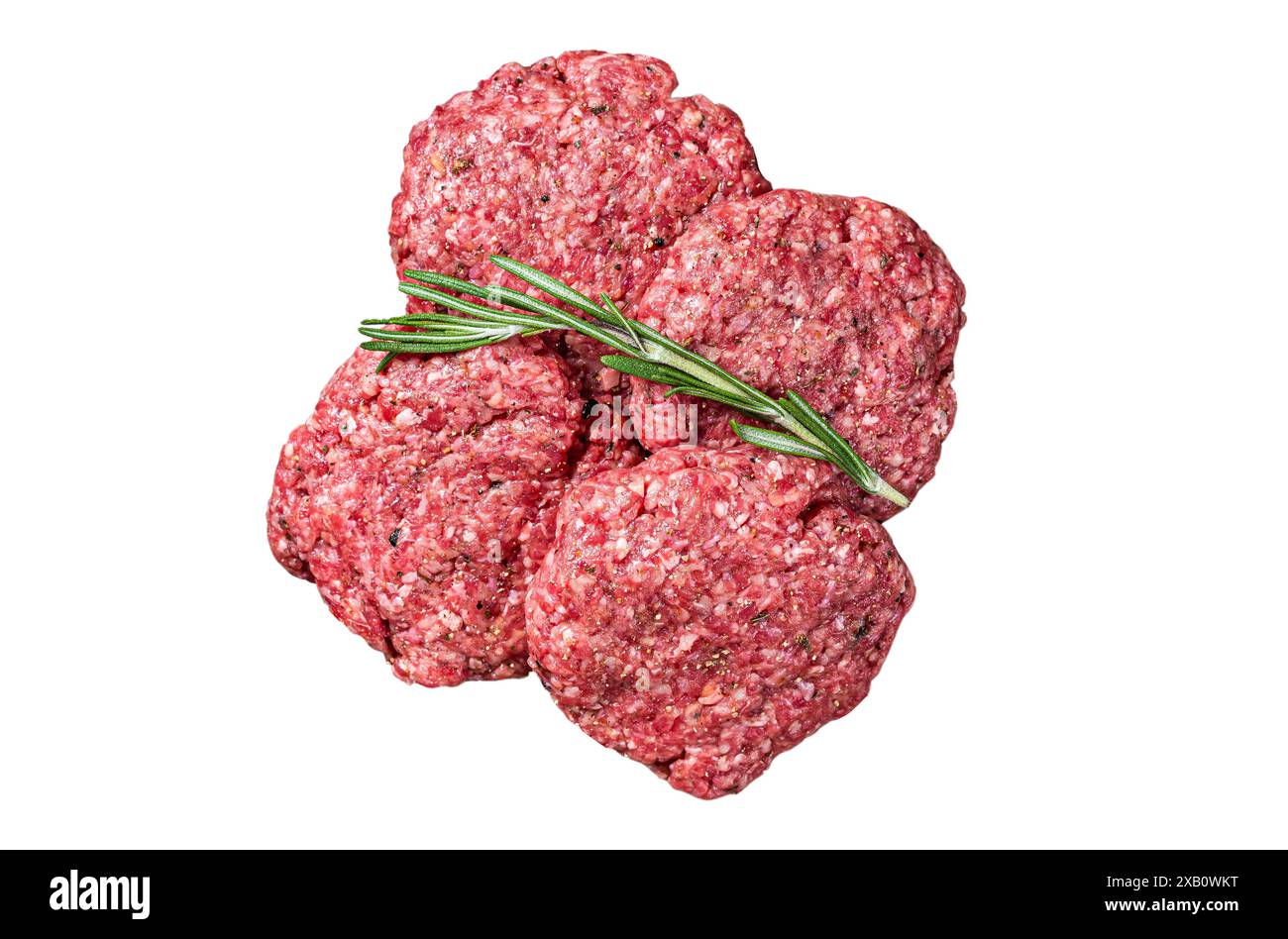 Frickmeat Uncooked Frikadellen from Mince beef Meat, raw meat cutlets. Isolated ...