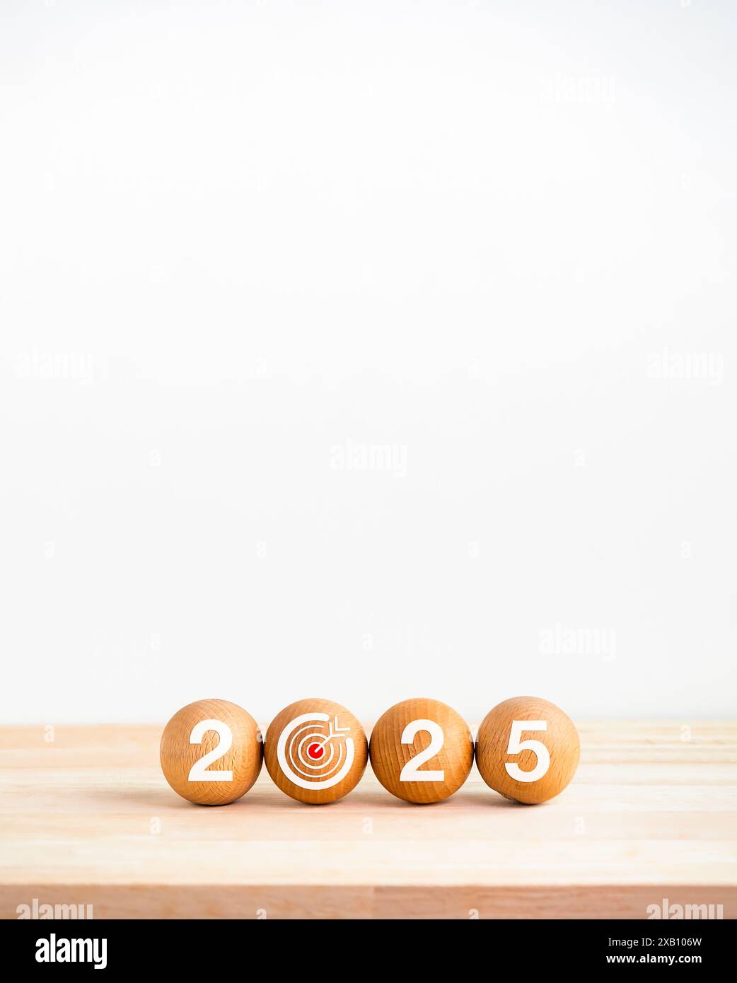 Happy 2025 calendar year with goal and success concepts. 2025, white