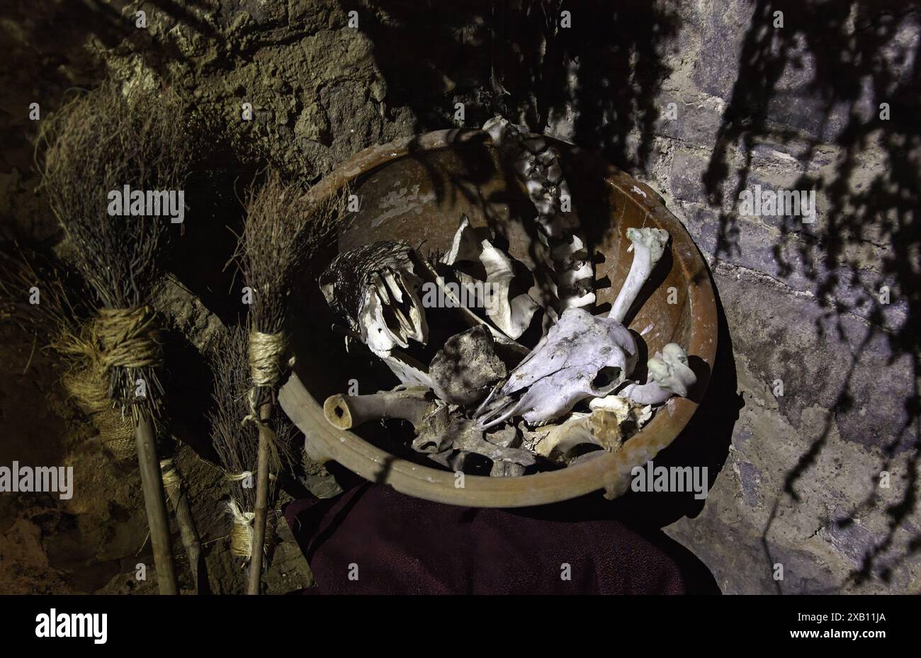 Altar detail for satanic and black magic rituals Stock Photo