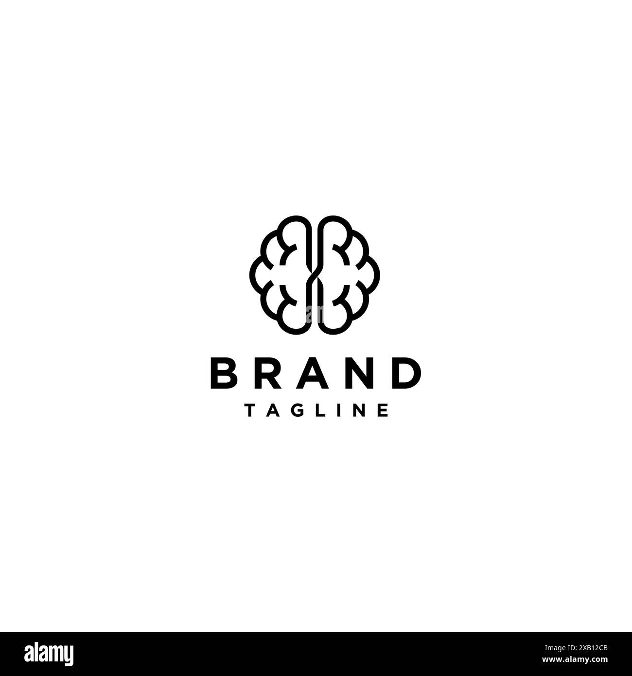 Right Brain Connect with Left Brain Logo Design. Simple Outline of ...