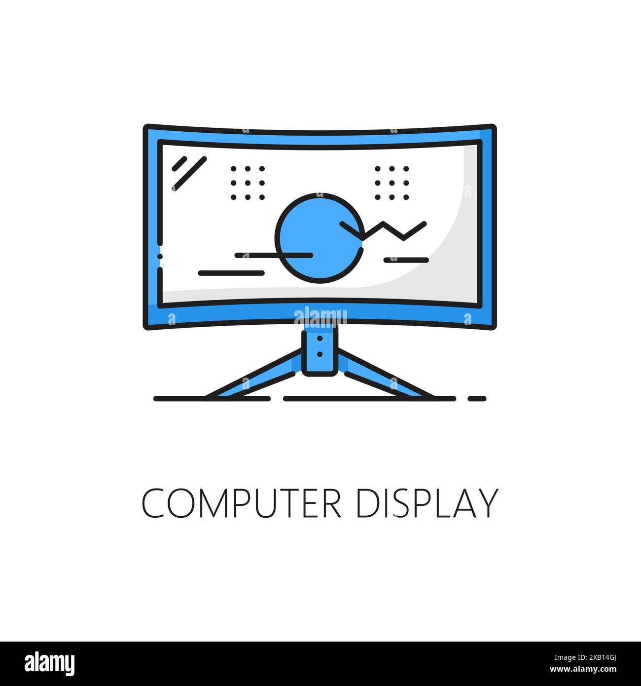 Computer display or monitor software thin line color icon. Digital technology hardware support, computer driver application or software develop line vector icon or pictogram with PC screen Stock Vector