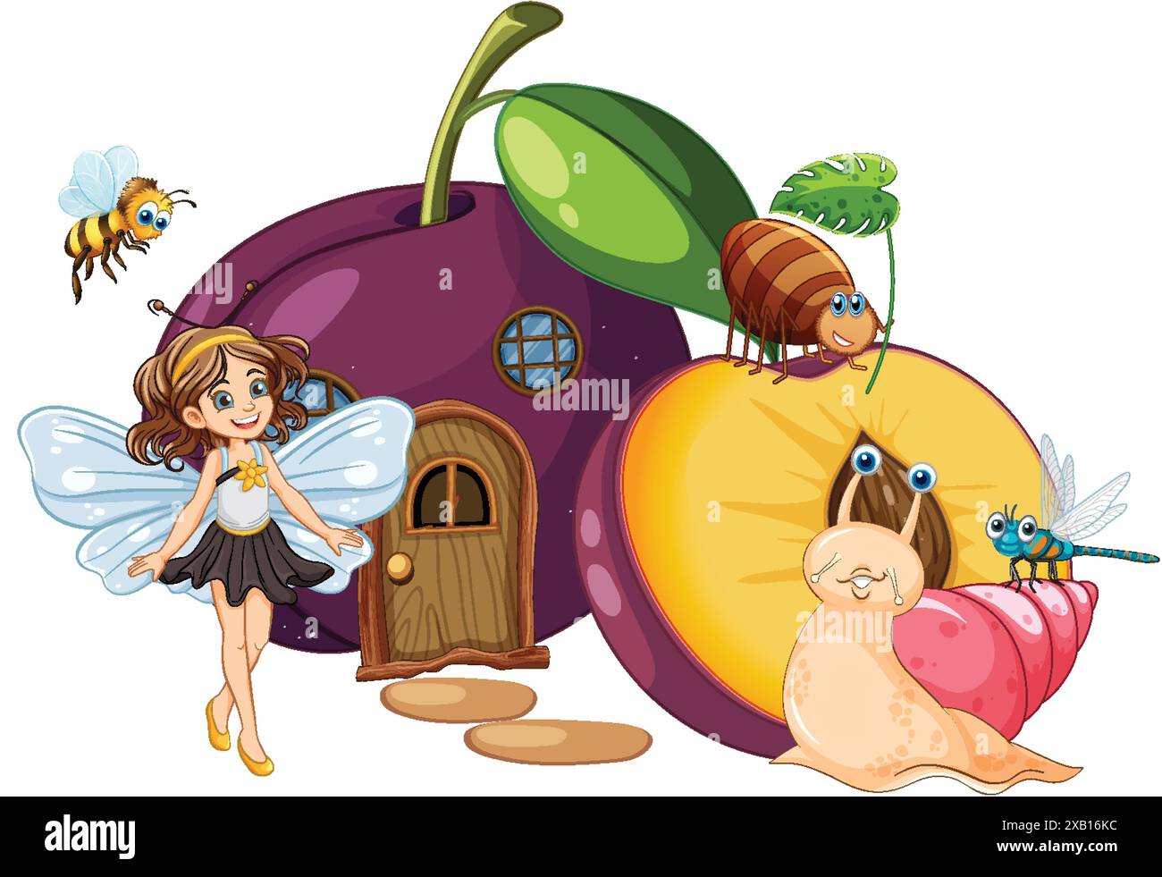 Fairy with insects around a fruit house Stock Vector Image & Art - Alamy