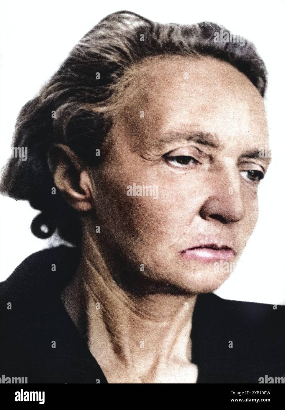 Joliot-Curie, Irene, 12.9.1897 - 17.3.1956, French nuclear physicist, portrait, early 1950s, ADDITIONAL-RIGHTS-CLEARANCE-INFO-NOT-AVAILABLE Stock Photo