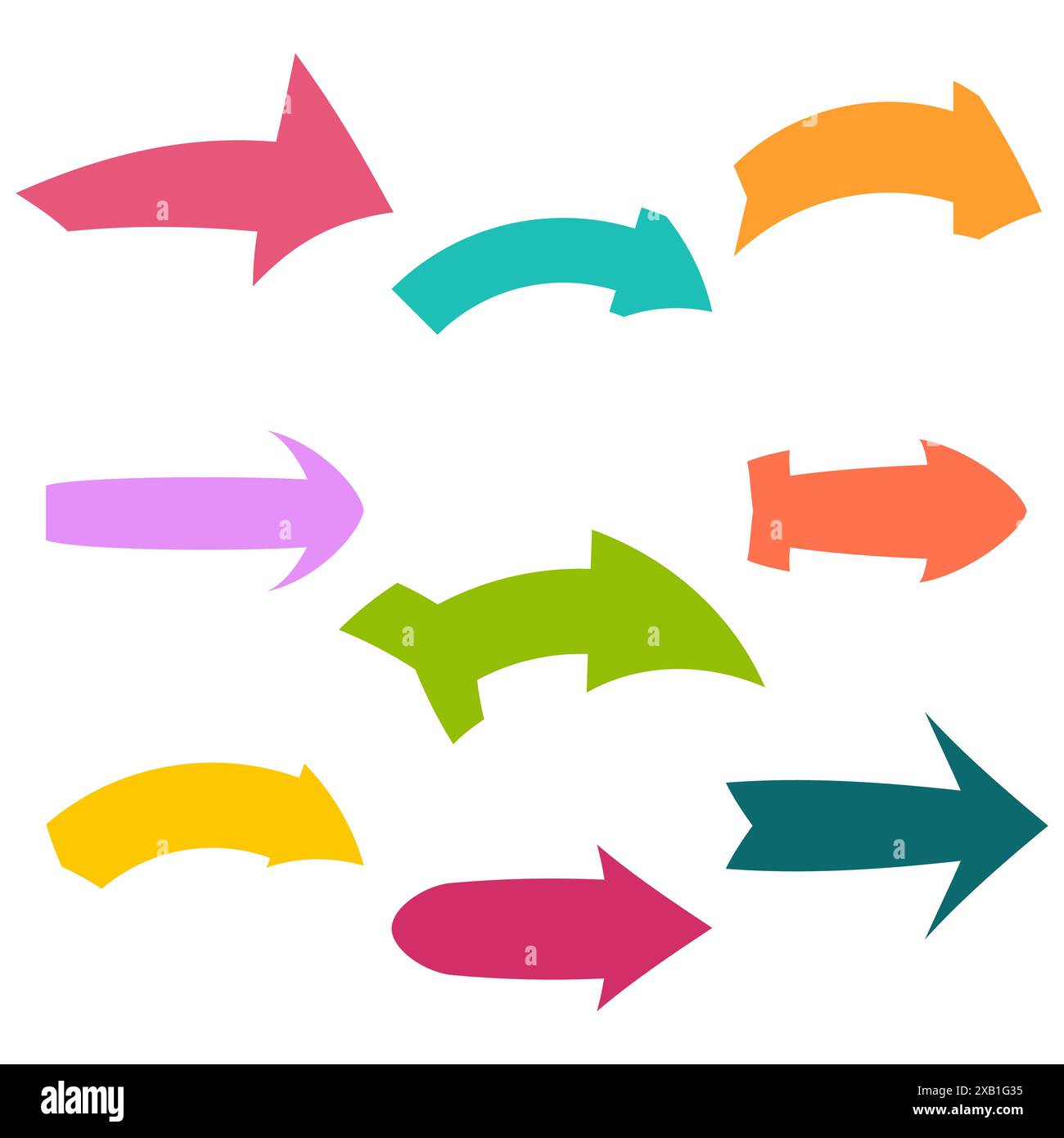 Set of nine multicolored various arrows. Vector illustration Stock ...