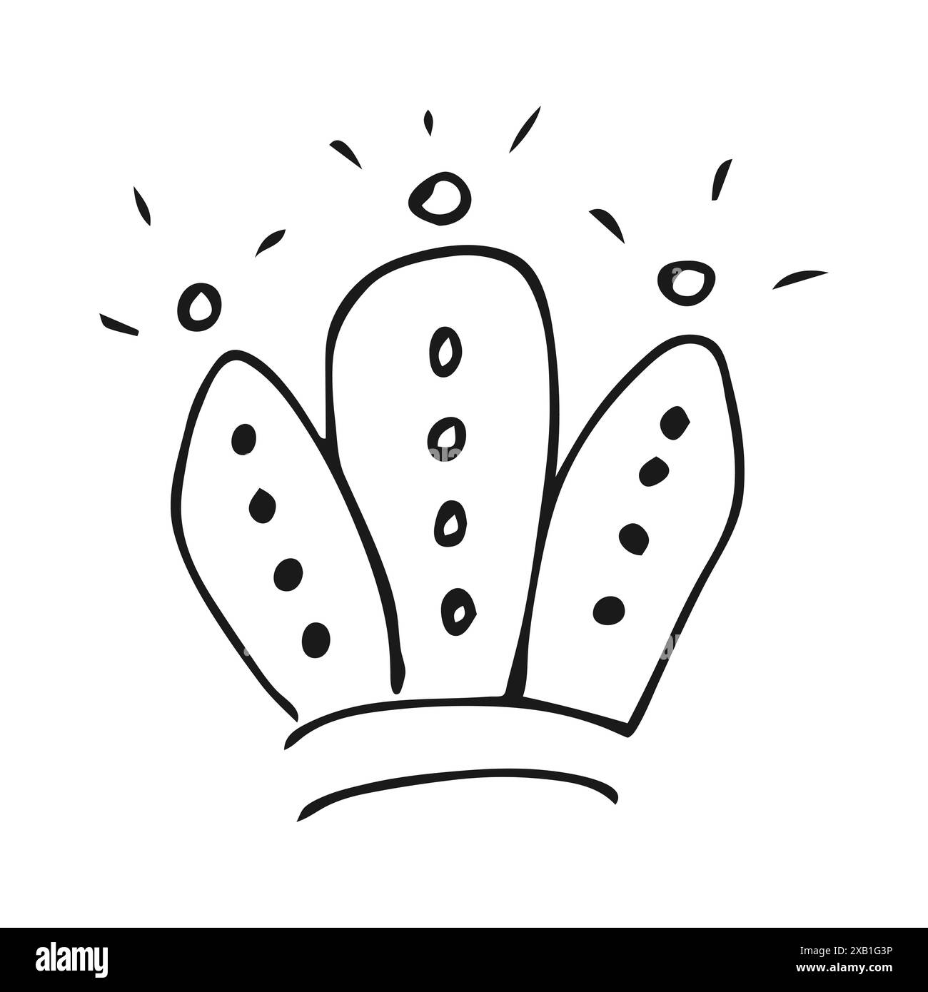 Hand drawn crown. Simple graffiti sketch queen or king crown. Royal