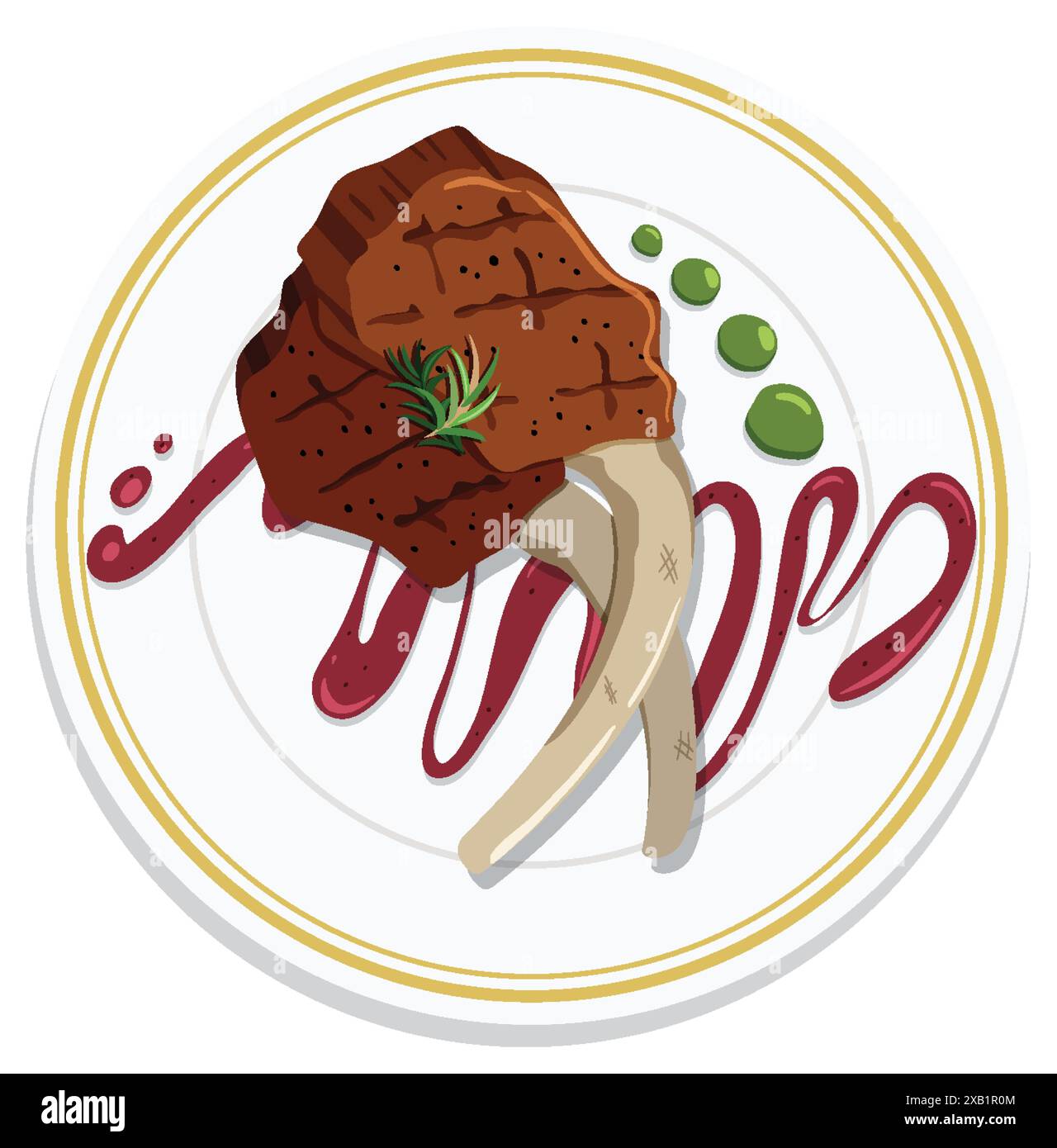 Elegant lamb chops with sauce garnish Stock Vector Image & Art - Alamy