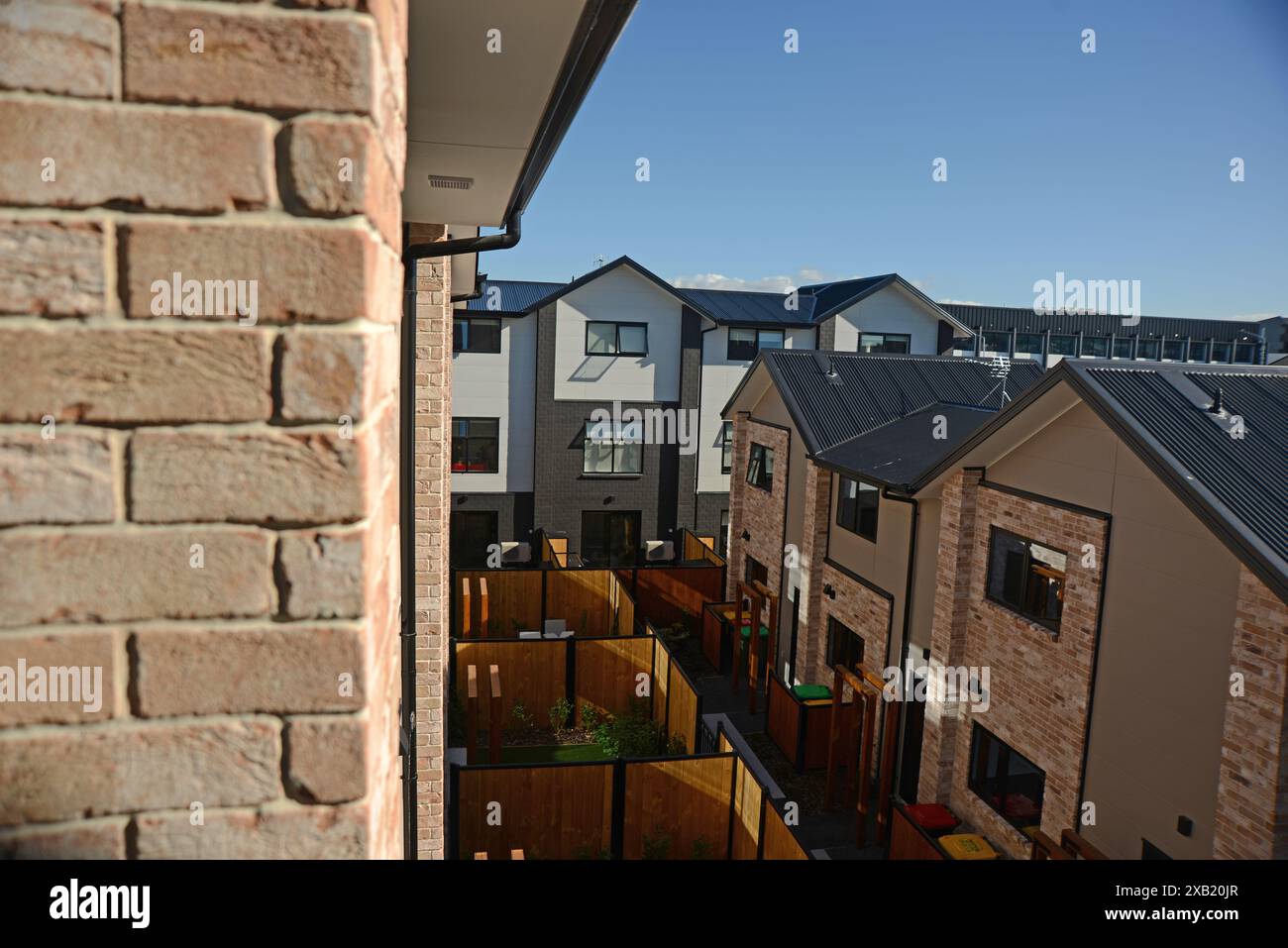 CHRISTCHURCH, NEW ZEALAND, MARCH 1, 2023: Overlooking cramped apartment buildings in Christchurch city, New Zealand Stock Photo