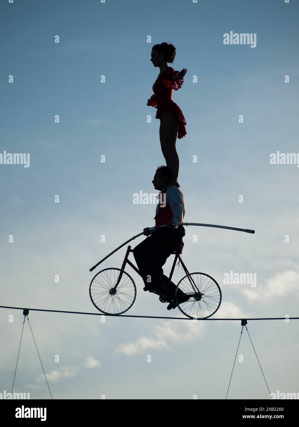 High wire performers at the Union County Fair in Union, Maine Stock ...