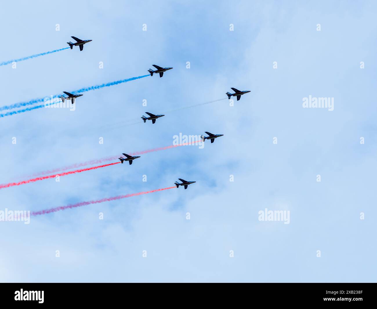 Les Diables Rouges Aerobatic Patrol Normandy, France - June 8, 2024: Patrouille de France aerobatic patrol ...