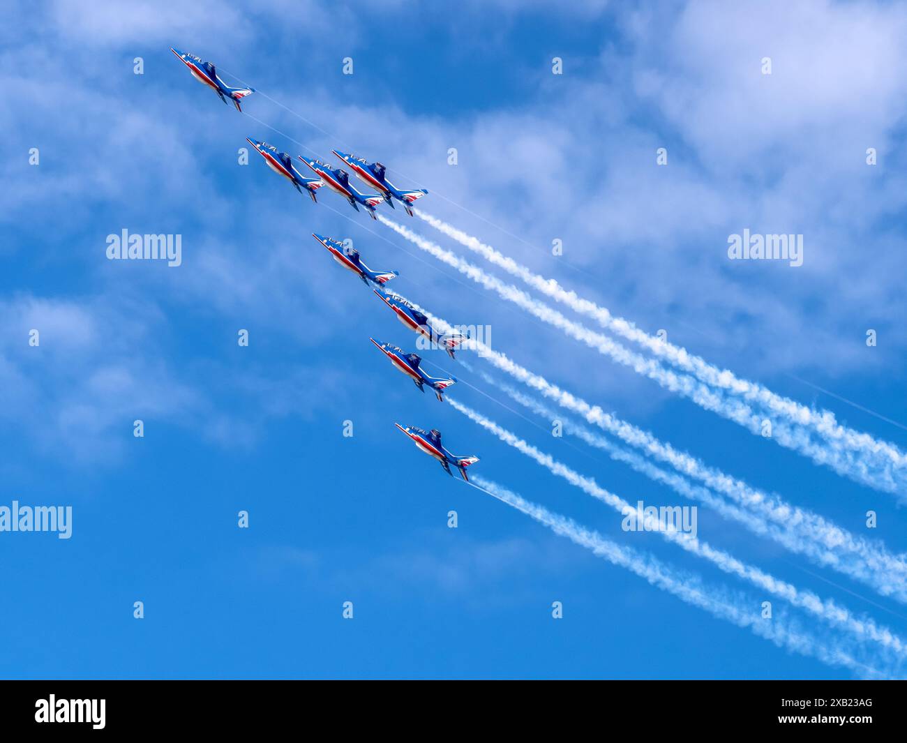 Les Diables Rouges Aerobatic Patrol Normandy, France - June 8, 2024: Patrouille de France aerobatic patrol ...