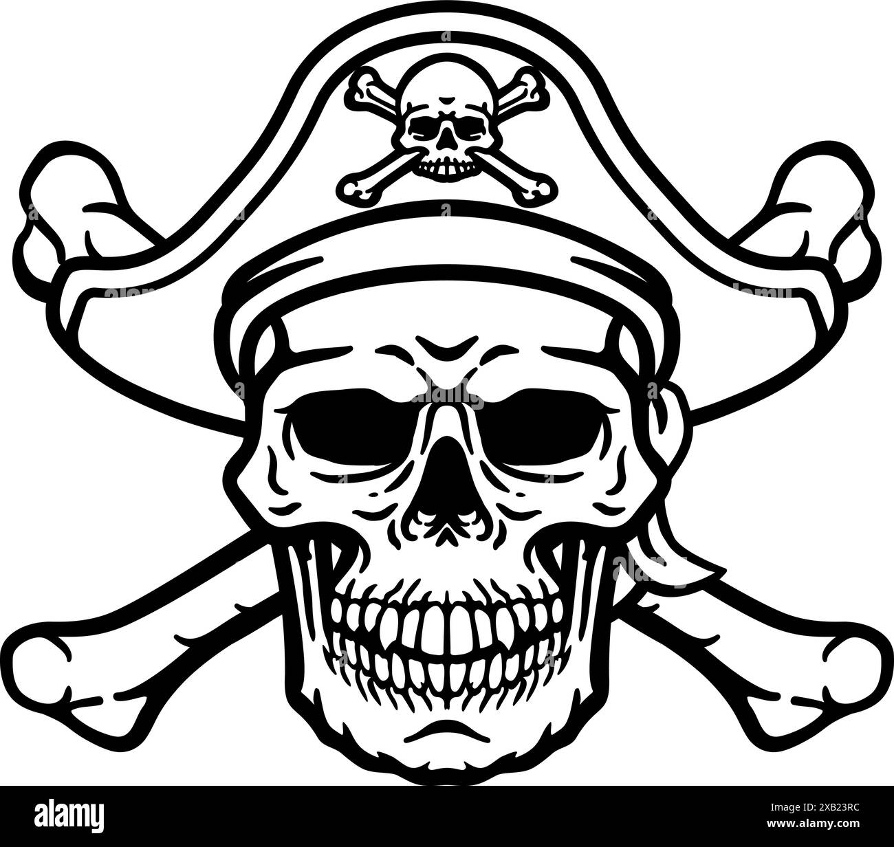 Pirate Hat Skull and Crossbones Cartoon Stock Vector Image & Art - Alamy