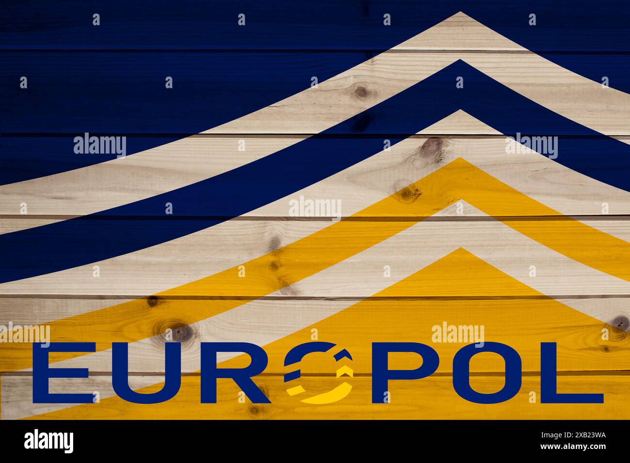 European Union Agency for Law Enforcement Cooperation with Europol text on flag, Criminal Networks in EU Ports, poster banner template Stock Photo