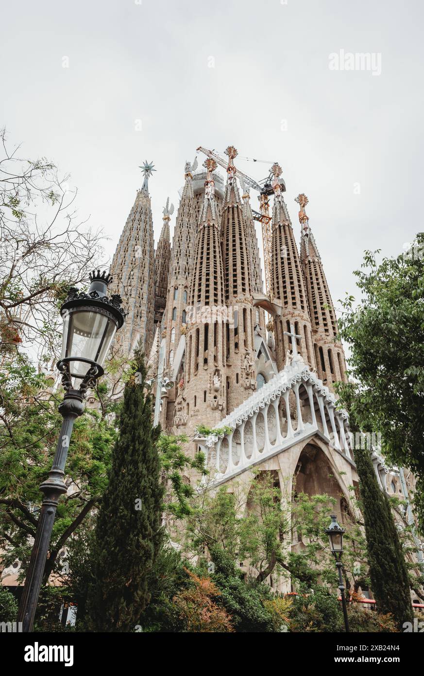 Exterior of Basilica de la Sagrada Familia church in Barcelona, Spain. Stock Photo