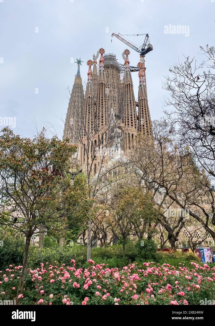 Exterior of Basilica de la Sagrada Familia church in Barcelona, Spain. Stock Photo