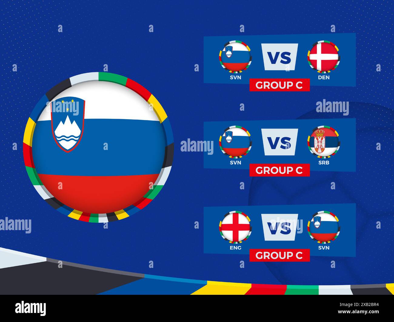 Slovenia Football Team Match Schedule in Group Stage. Vector template