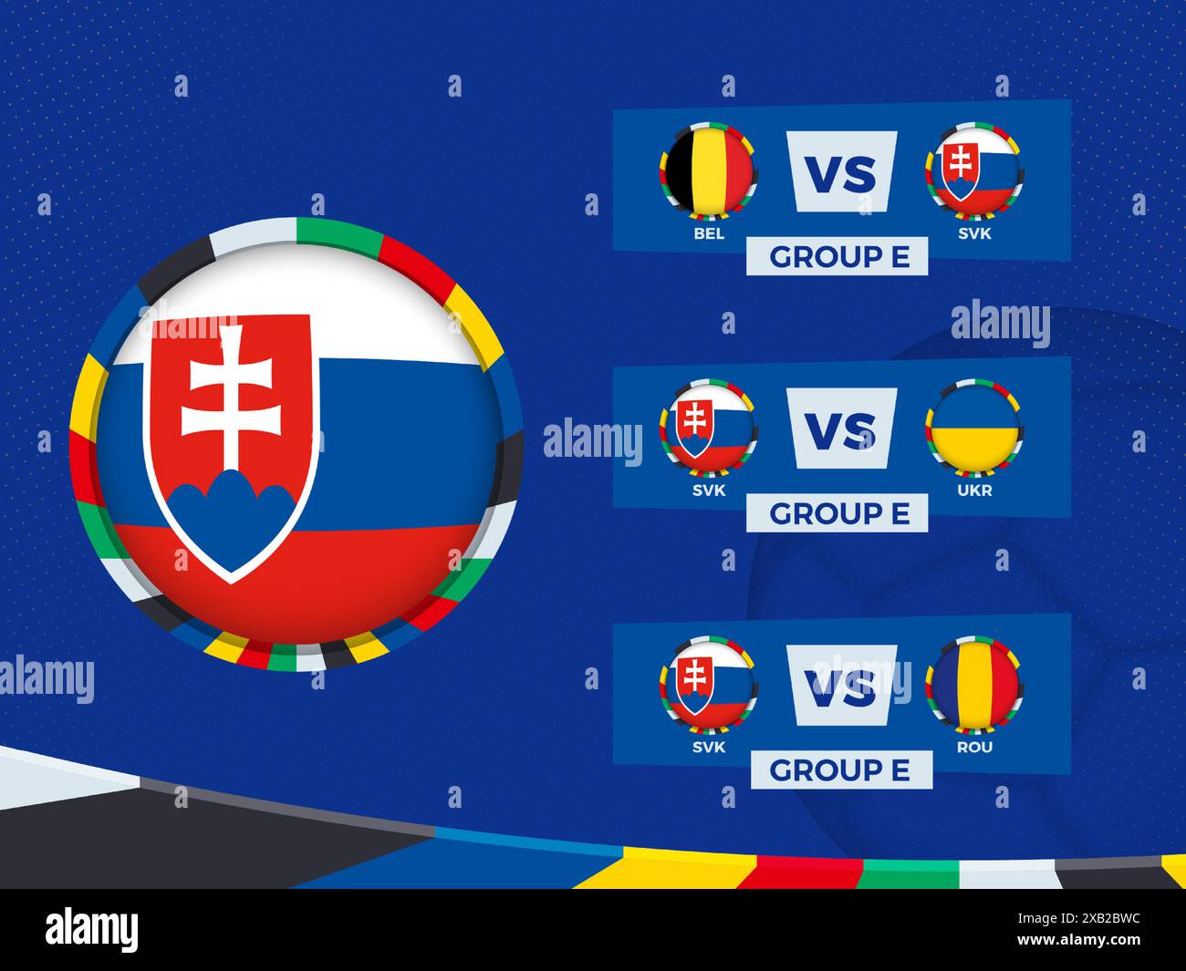 Slovakia Football Team Match Schedule in Group Stage. Vector template. Stock Vector