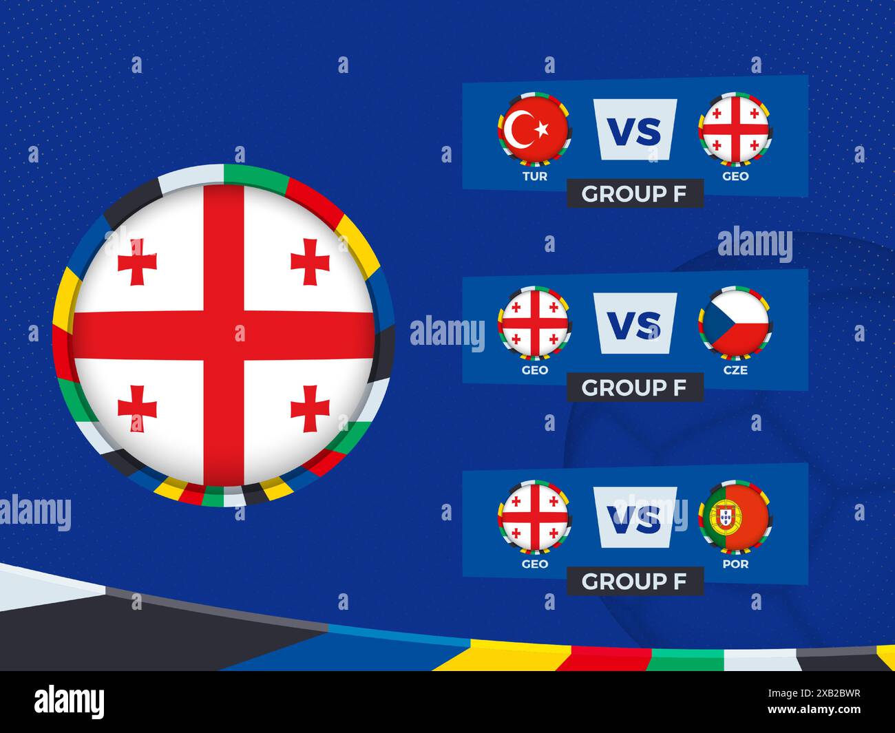 Georgia Football Team Match Schedule in Group Stage. Vector template
