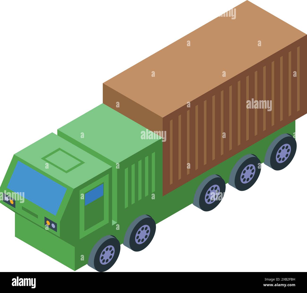 Military Container Isometric Green military truck transporting cargo container isometric ...