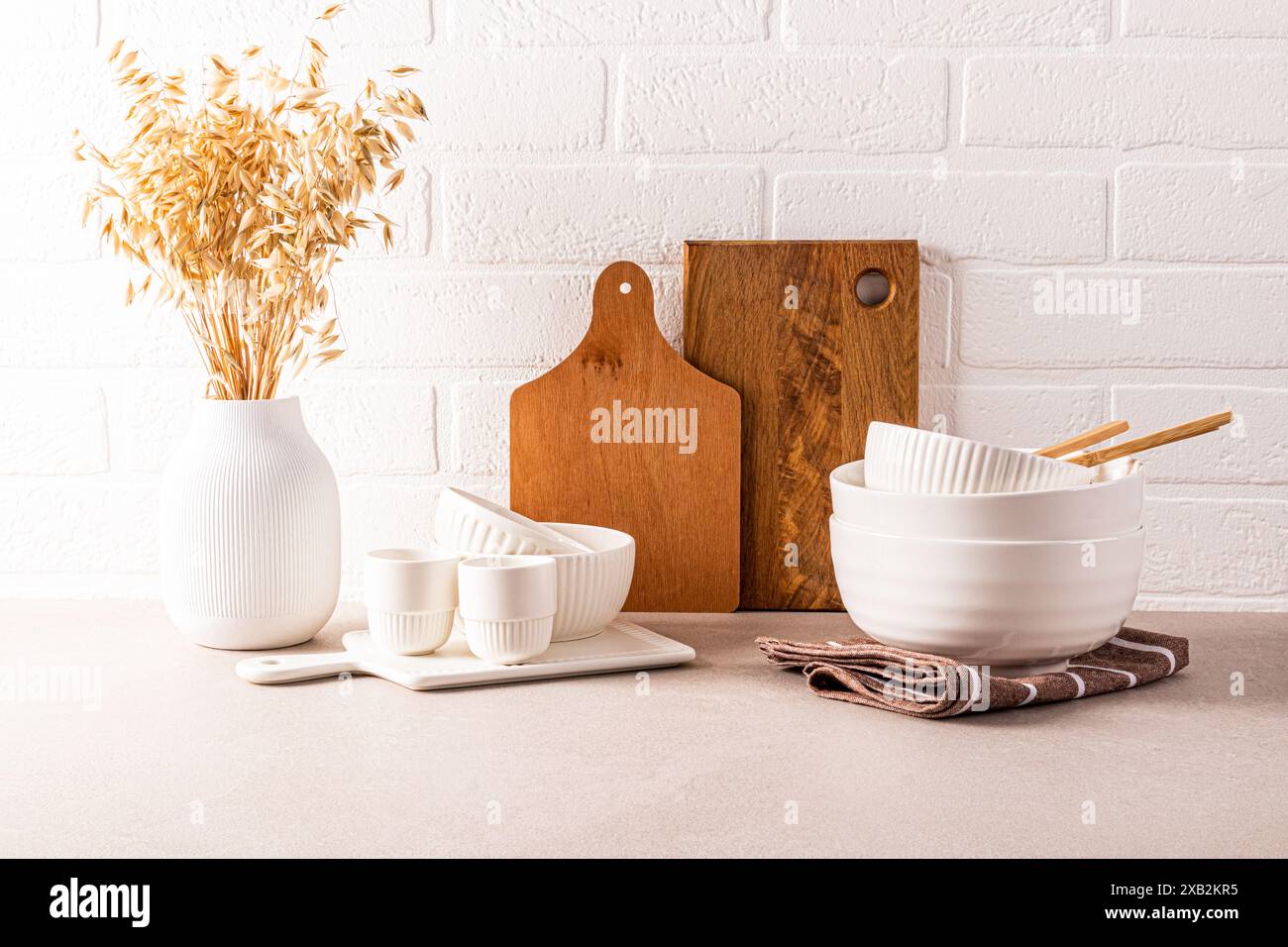 Beautiful kitchen background modern kitchen countertop with a set of ...