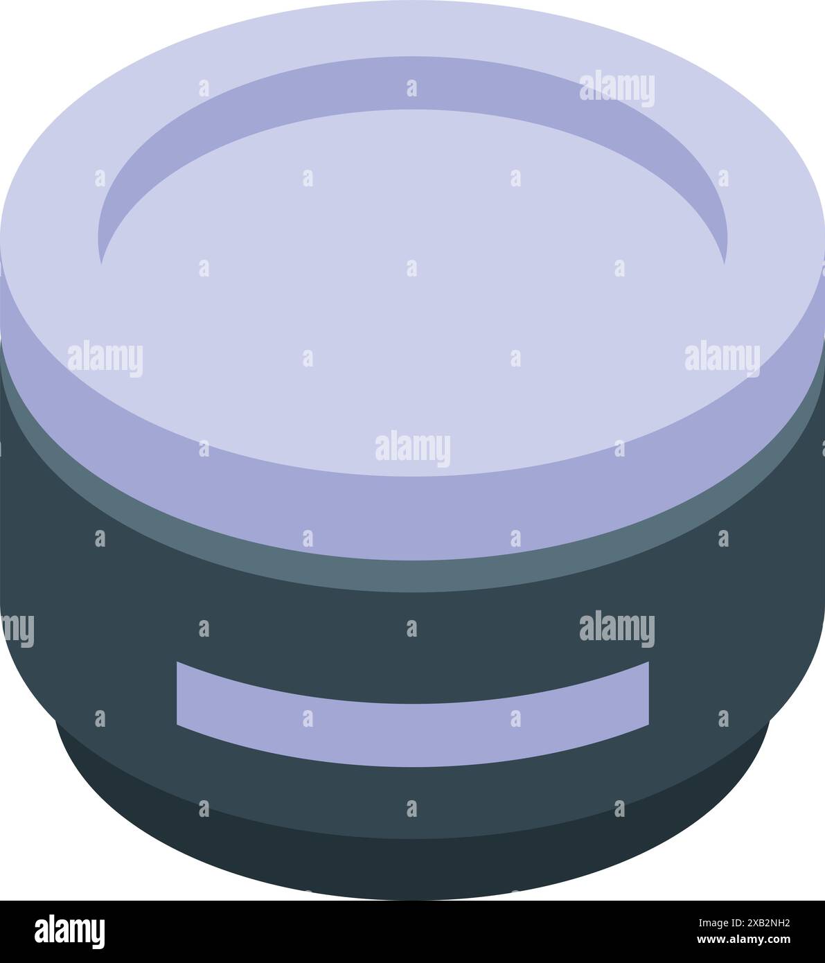 Round container with open empty lid is laying on white background Stock ...