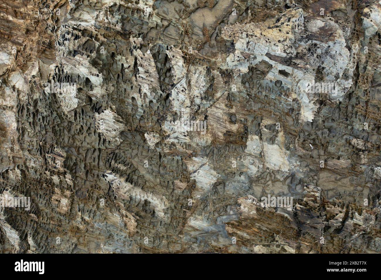 A close-up of natural rock formations displaying varied textures and ...