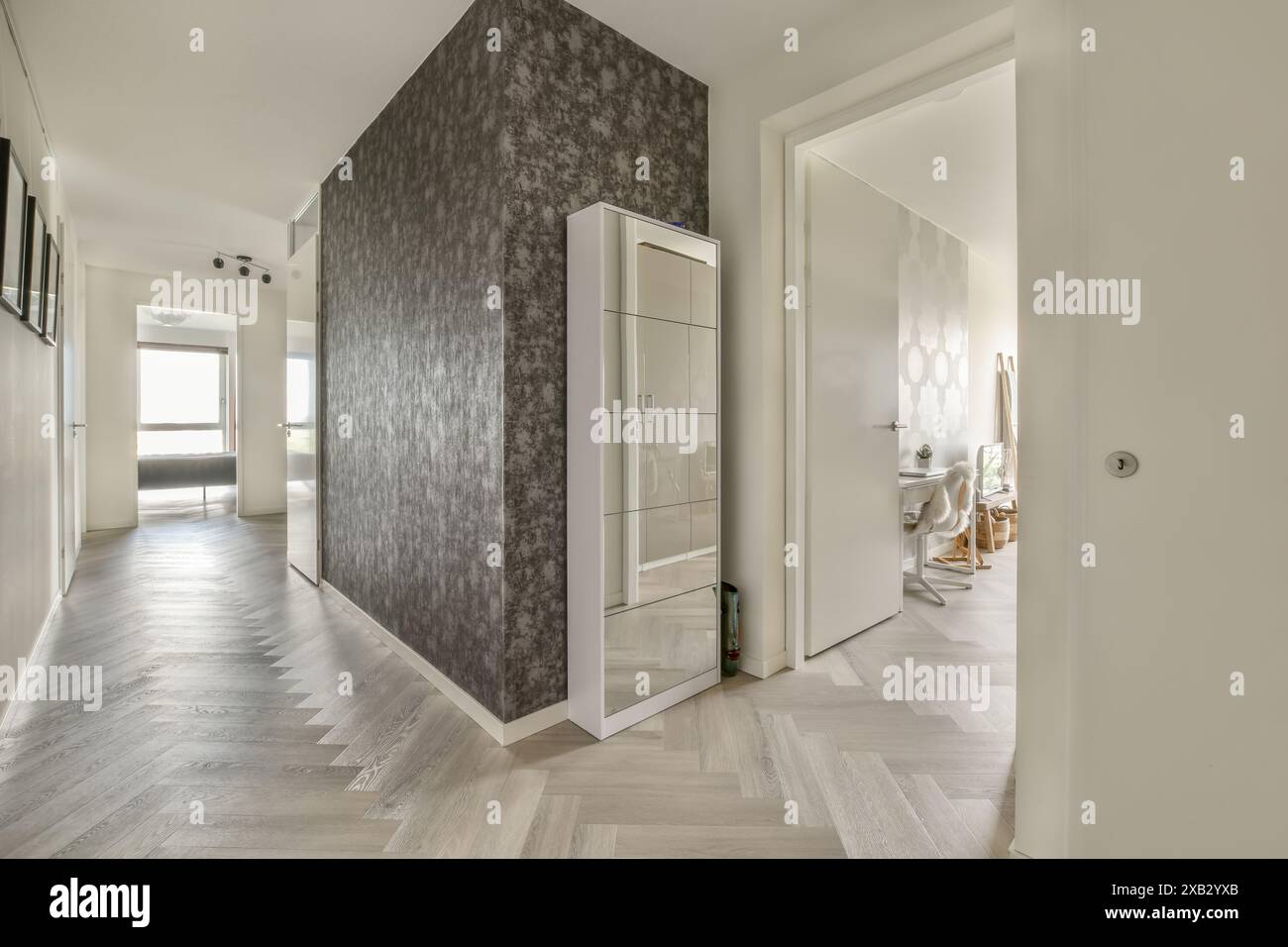 Elegantly Designed Home Interior Featuring A Striking Herringbone