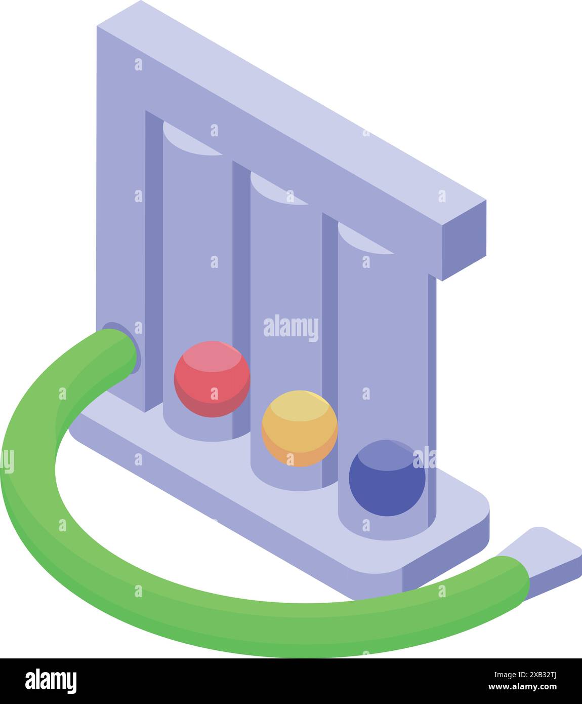 Laboratory equipment conducting chemical experiment with colorful balls