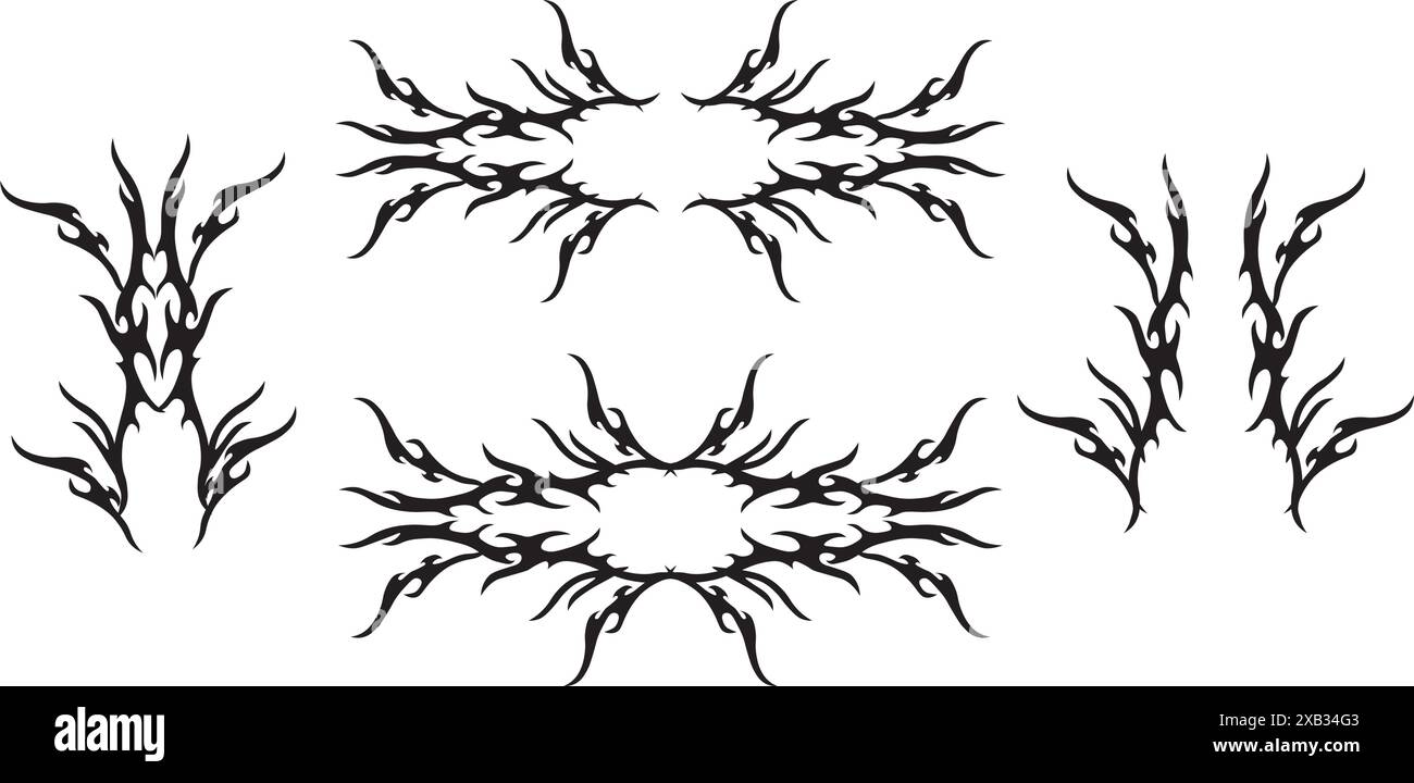 Set of neo tribal tattoo. Abstract ethnic shapes in gothic style ...