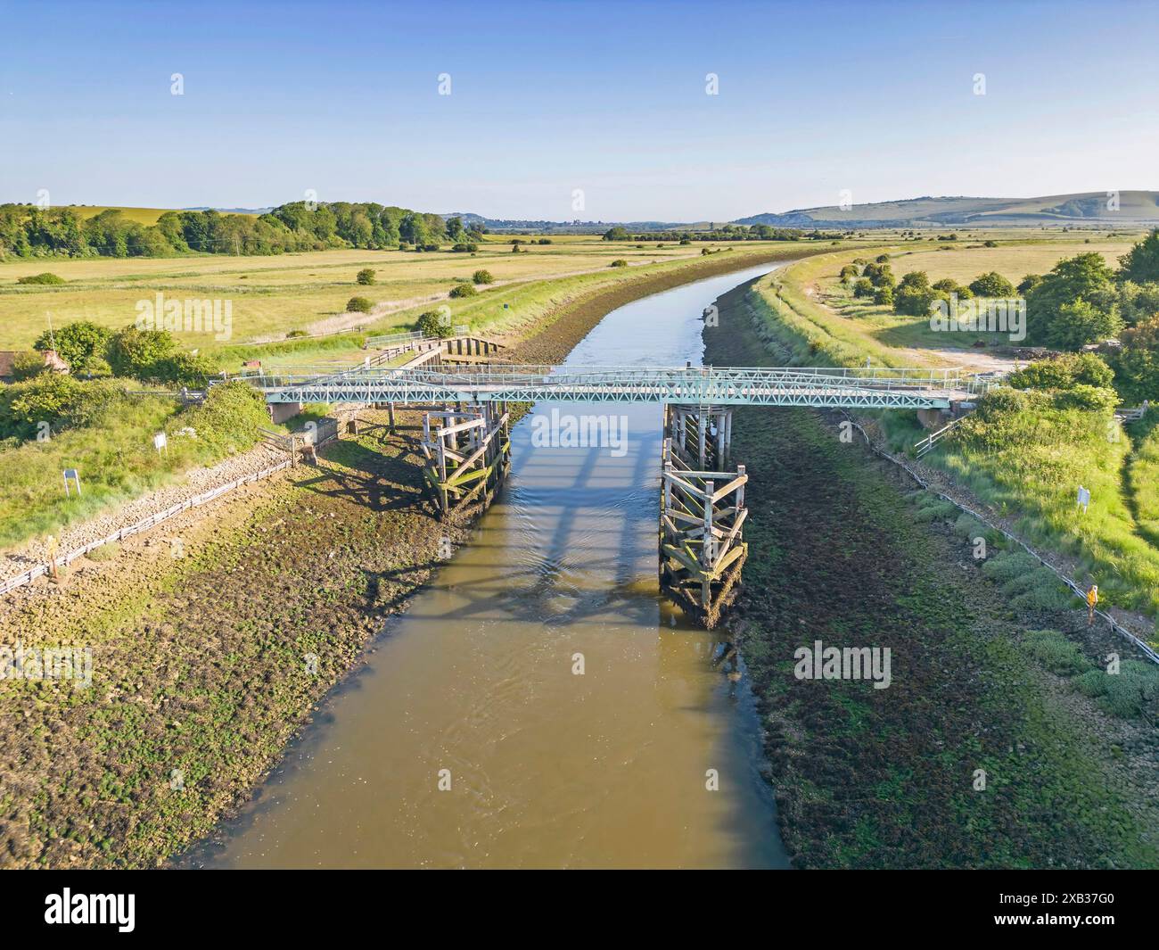aerial view of the bridge over the river ouse on the south downs way at ...
