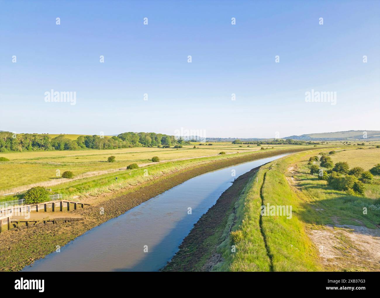 aerial view of the river ouse at southease in the south downs national ...