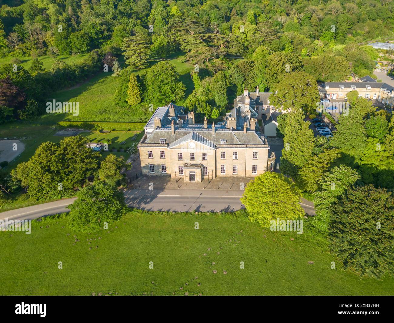 aerial view of stanmer house built in 1722 in  the 5000 acre stanmer park in brighton east sussex Stock Photo