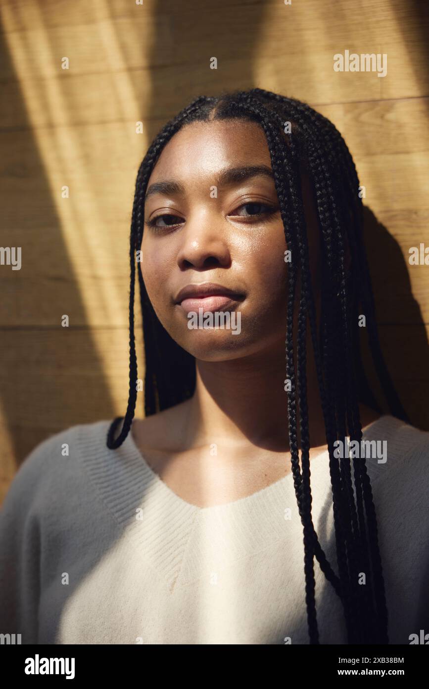 Sunny african woman braided pigtails hi-res stock photography and ...