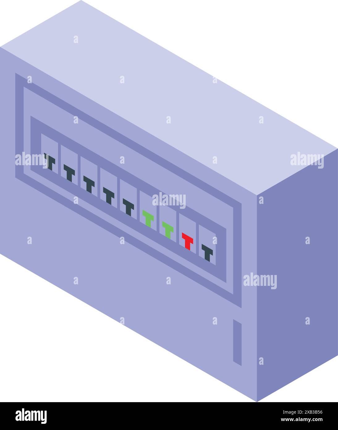 Electric fuse box with many colorful switches is mounted on wall Stock ...