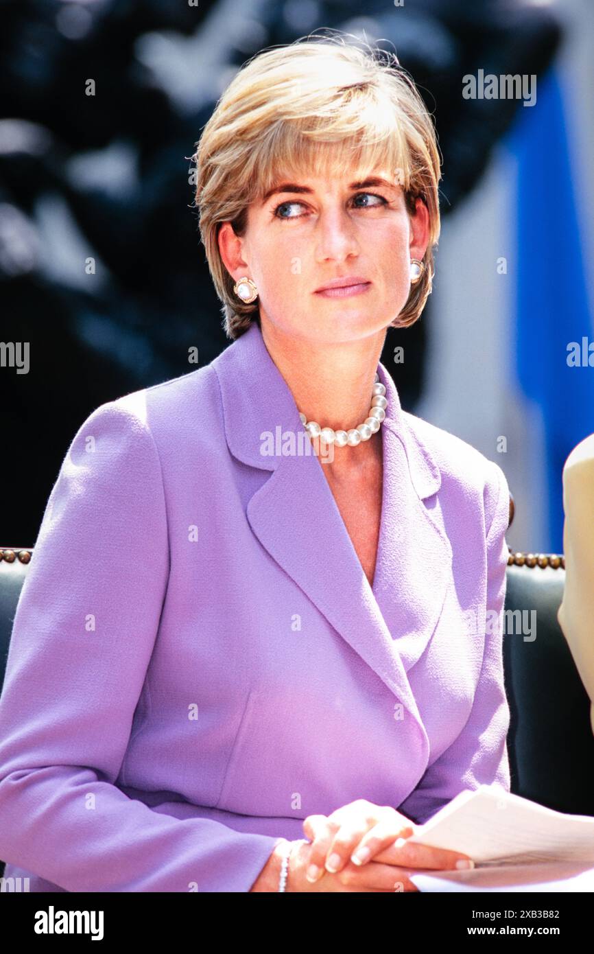 Diana, the Princess of Wales attends an announcement on banning landmines at the American Red Cross headquarters, June 17, 1997, in Washington, D.C. Stock Photo