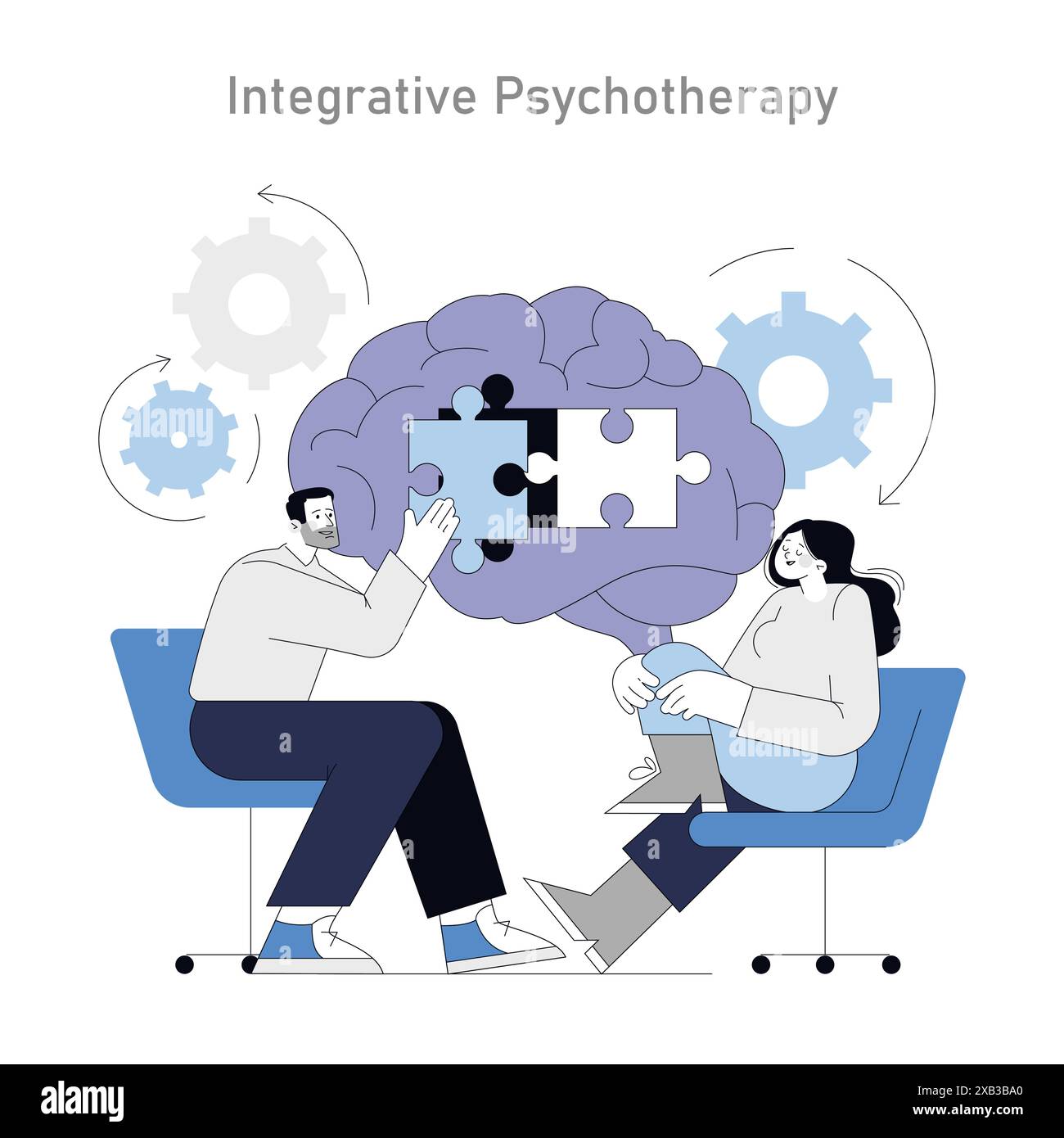 Integrative Psychotherapy concept. Therapist and client collaborate on ...