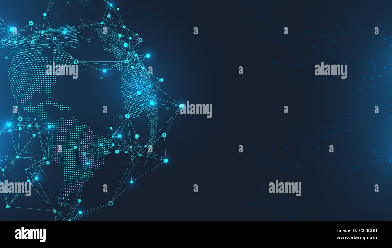 Global network connection banner design template. Header social network ...