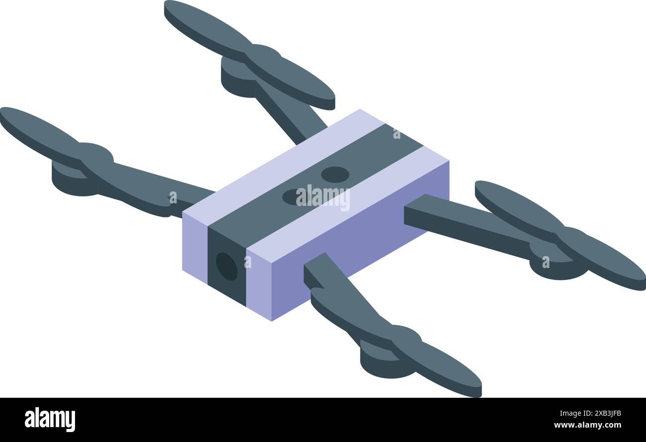 Modern drone flying with camera recording isometric view Stock Vector ...