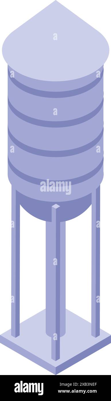 Large metal water tower providing water to a small town isometric ...