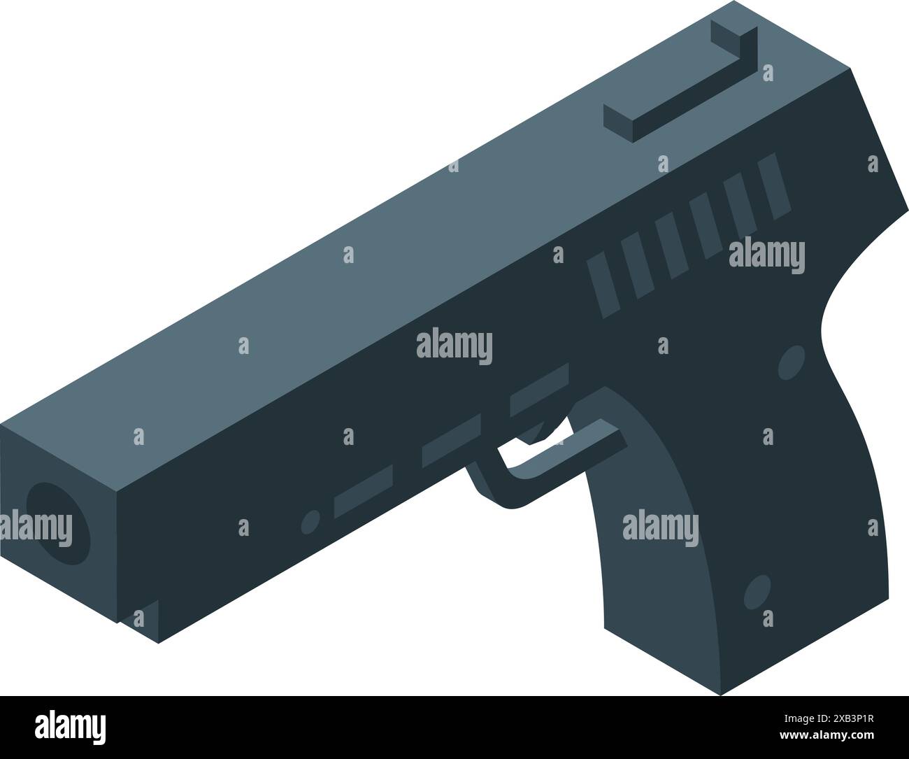 Modern semi automatic handgun pistol pointing right with short barrel ...