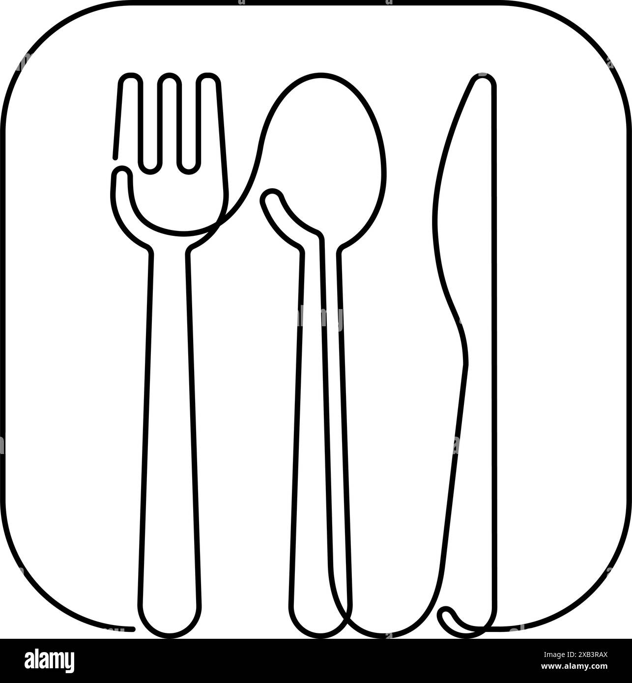 Spoon Fork And Knife One Line Icon Serving Utensil Continuous Line