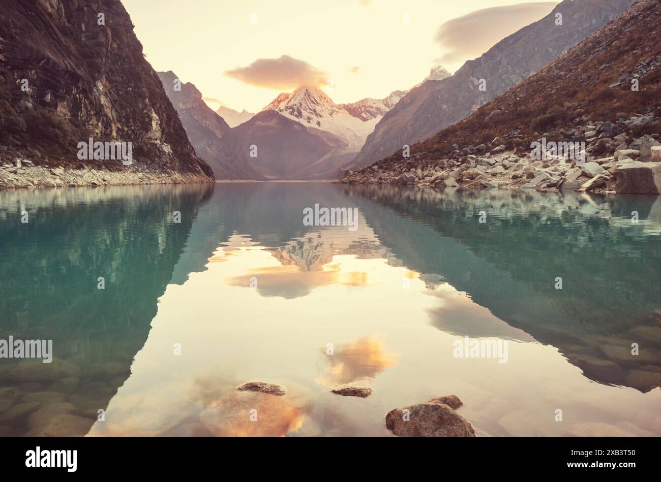 Beautiful lake Paron in Cordillera Blanca, Peru, South America Stock ...
