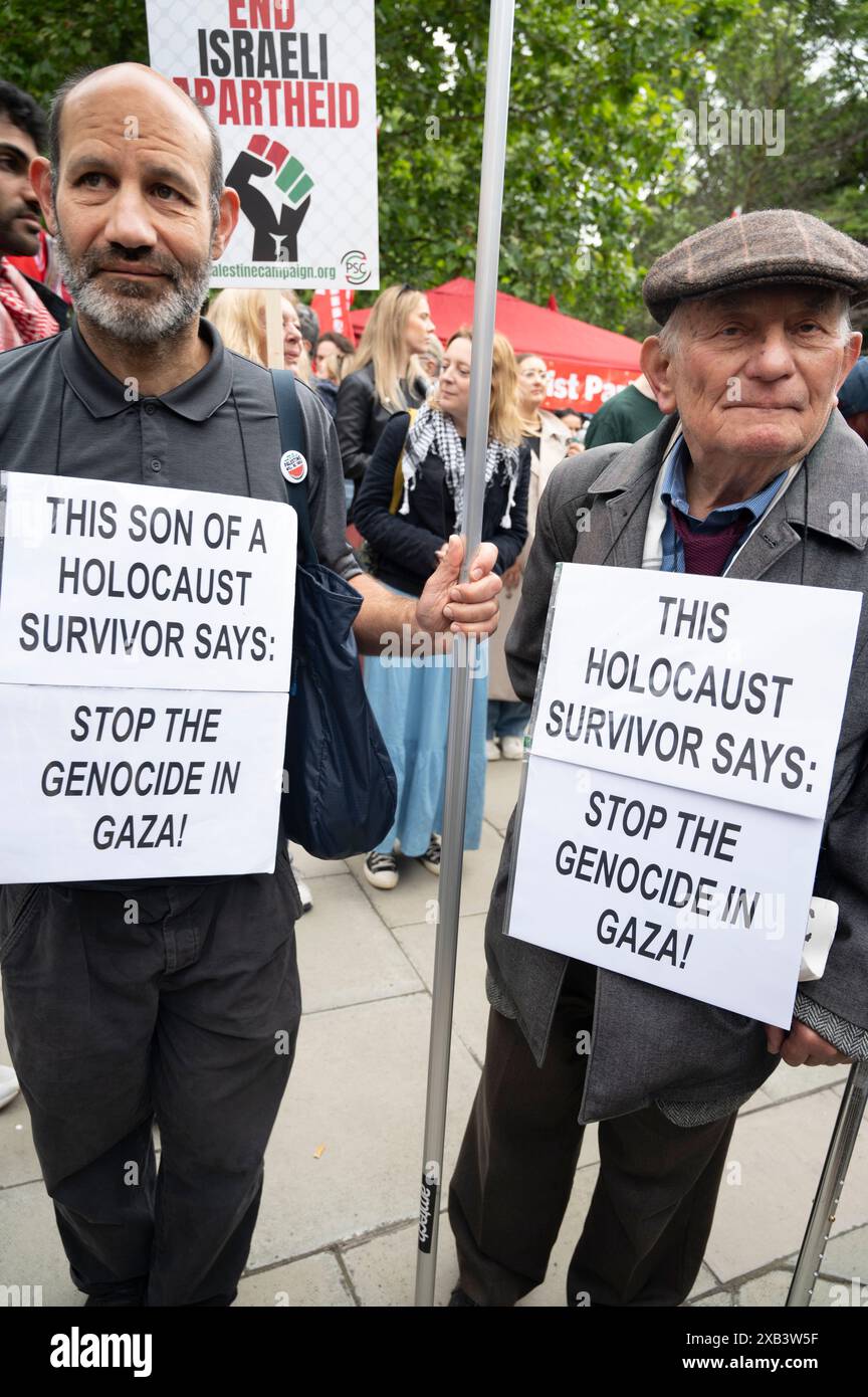 On June 8th 2024 thousands of people gather in Russell Square, London to march in support of Palestine and to protest against the continued Israeli bo Stock Photo