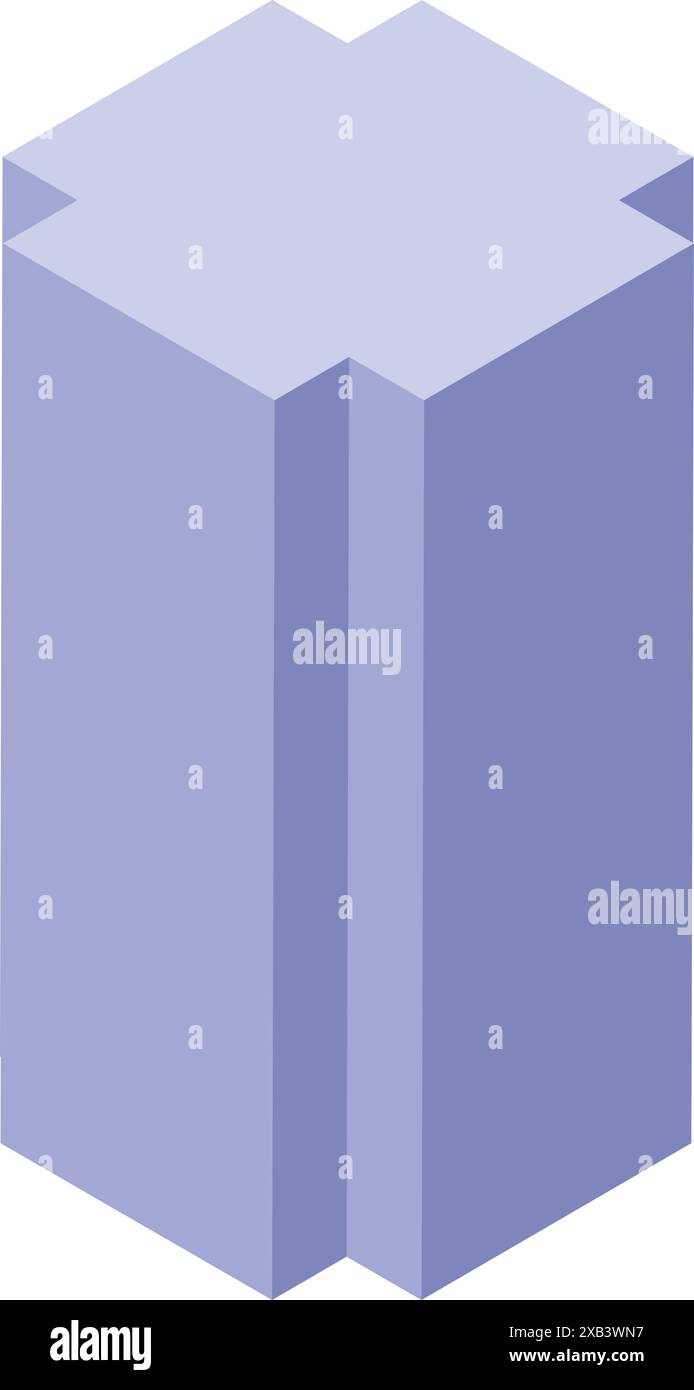 Simple 3d purple rectangular cuboid with an extruded top is standing ...