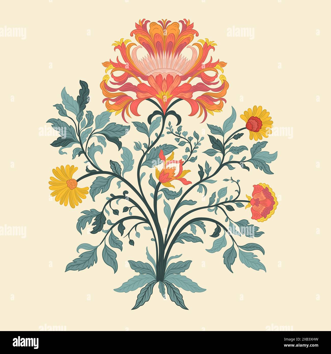 Mughal Art Is A Traditional Bunch Flower Of Floral Ornaments A Multi Mughal Art Is A Traditional Bunch Flower Of Floral Ornaments A Multi